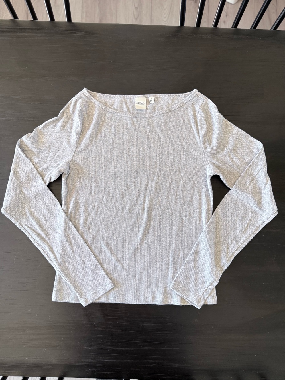 Aritzia Homestretch Boatneck Long Sleeve Top Heather Grey Size L